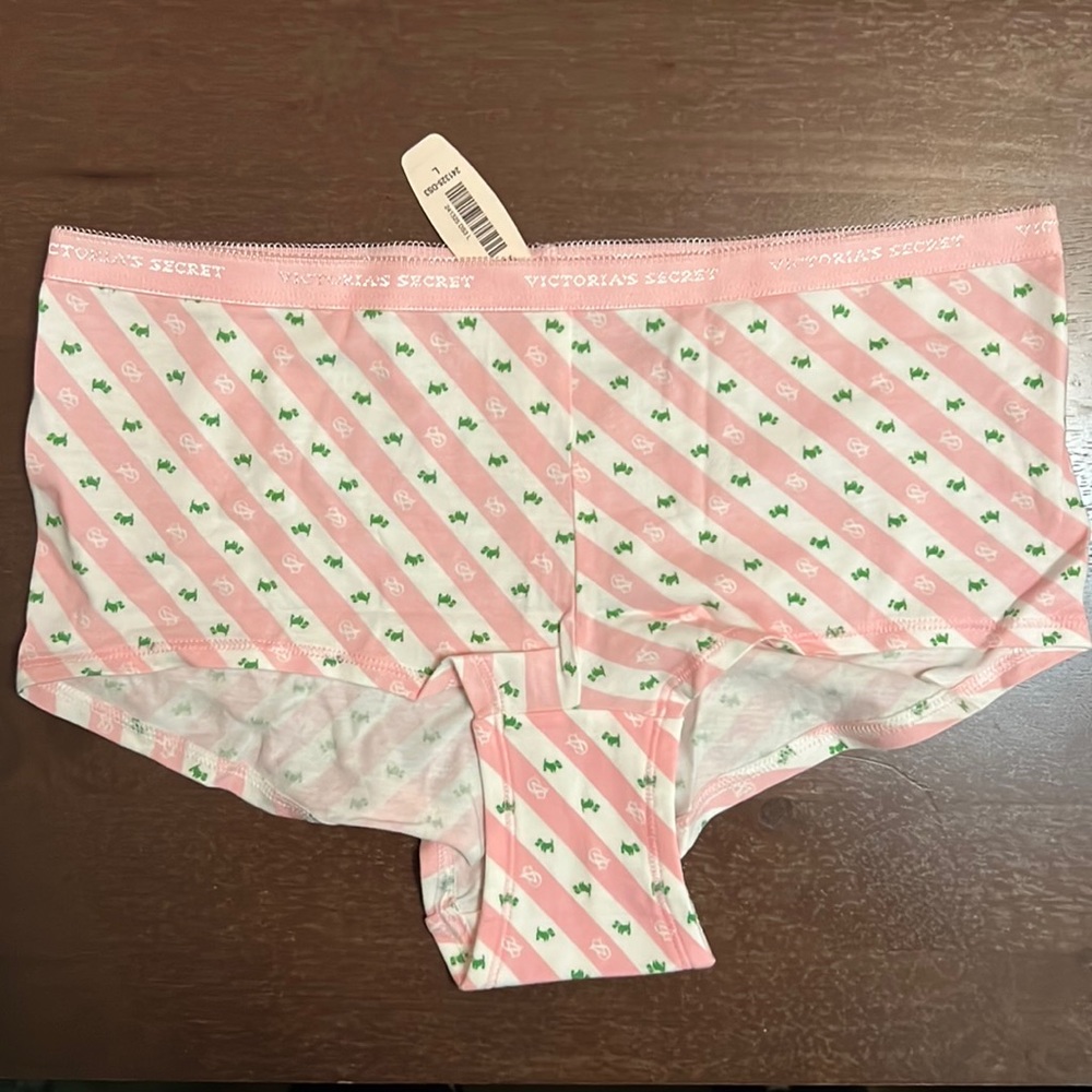 Victoria’s Secret Boy Short Pink White Green Print, Sz: Large *New*